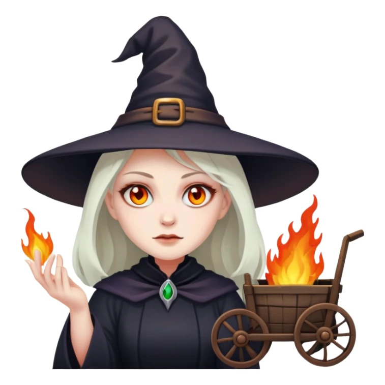 Witch with cart eyes and with fire behind her  sticker