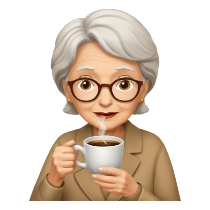 elderly with coffee women sticker