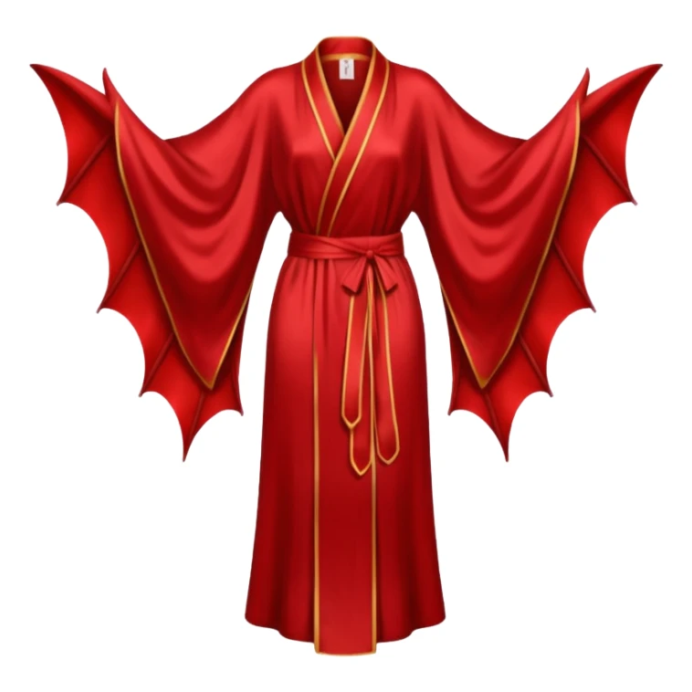Blood red silk robe, No detailing, long, bat wing sleeves, high definition, sticker