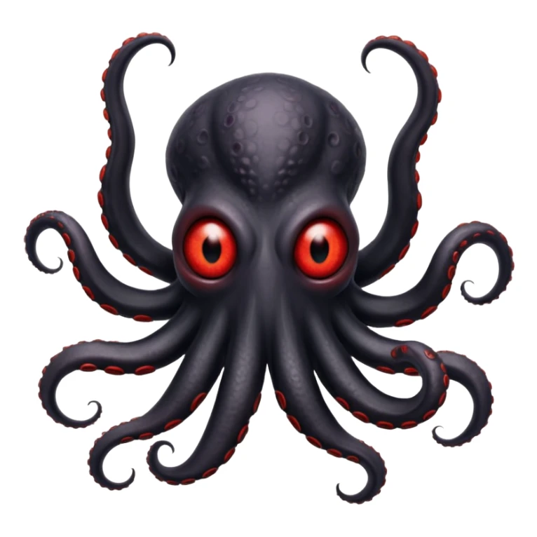 black tentacled creature with a large red eye and clawed tips, not an octopus, viewed from above sticker