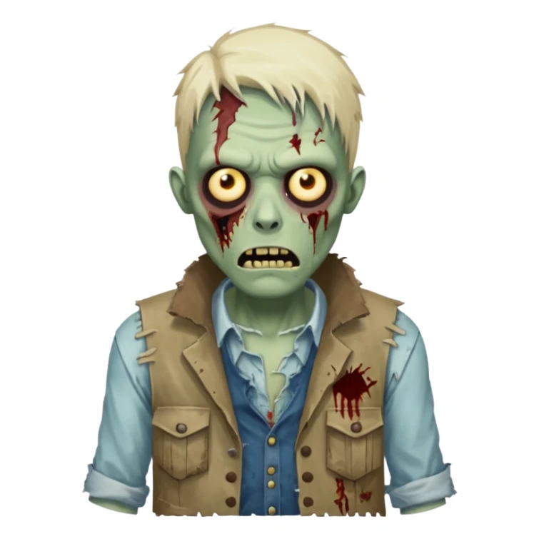 zombie in vest and shirt sticker