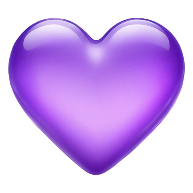 Shiny clear glass violet heart  sticker