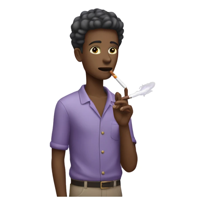 A person wearing lavender lighting a cigarette sticker