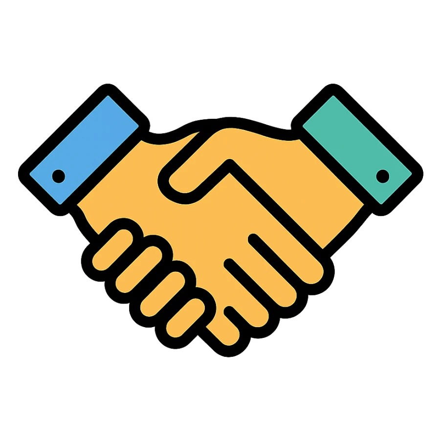 handshake icon with color and black outlines sticker