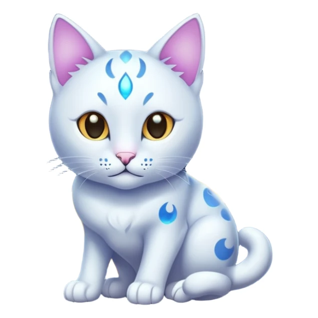 Magical Celestial Lunar-powered Fantasy Feline with lunar markings sticker