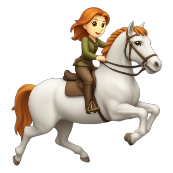 Fille rousse sur un cheval qui saute un obstacle sticker
