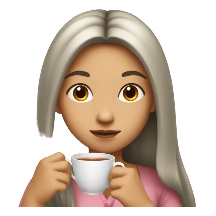 Girl with long hair sipping tea sticker