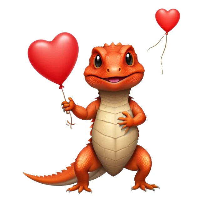 bearded dragon holding a heart balloon sticker