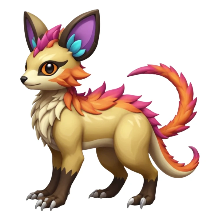 Rare realistic exotic cute epic pretty beautiful handsome gorgeous aesthetic colorful vibrant Vernid-Protogen-Primagen-Wickerbeast-species-Fakemon-creature by LiLaiRa, random markings, tufted ears, full body sticker