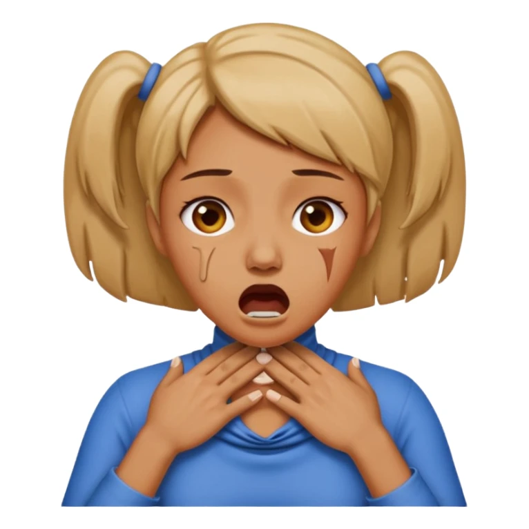 female choking her neck with hands with mouth opened emoji sticker