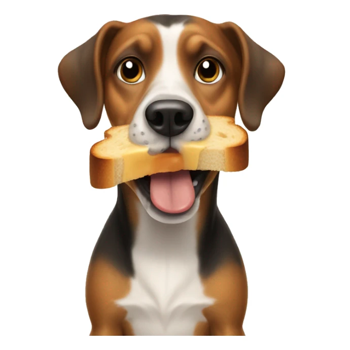 Dog eating toast sticker