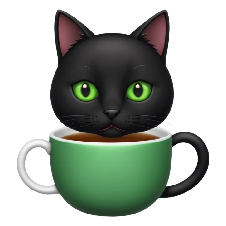 Funny black cat with cup of tea sticker