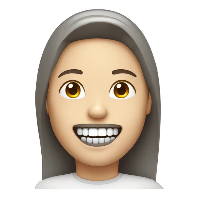person with line metal braces ontop of white teeth sticker