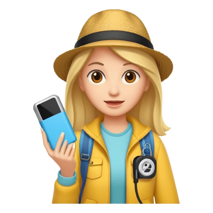 tourist woman holding powerbank sticker