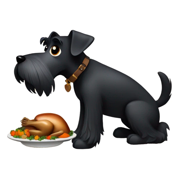 Black Schnauzer Dog eating Thanksgiving, turkey sticker