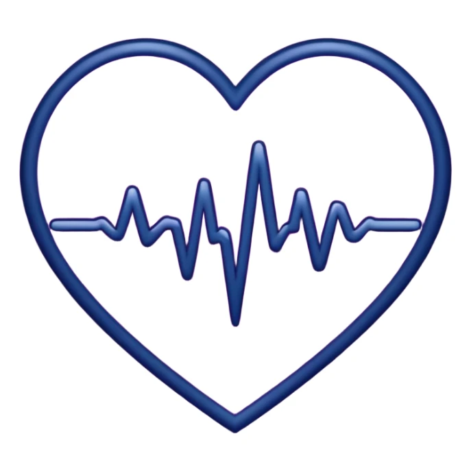 heart pules tech with the pules symbol in the middle, make the hart dark purple. navy blue outline sticker