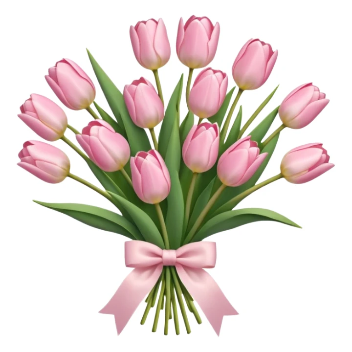 light pink tulips bouquet with light pink bow sticker
