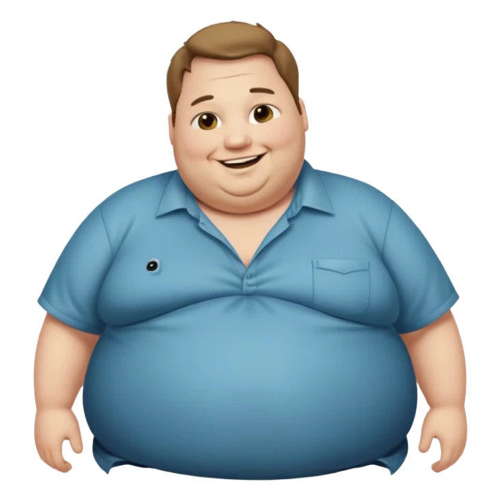 Hombre obeso mórbido con la barriga saliendo de la camisa sticker