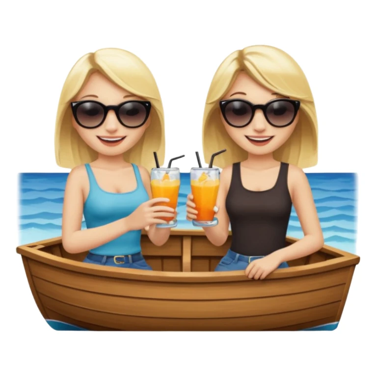 two blonde girls on a boat with drinks sticker