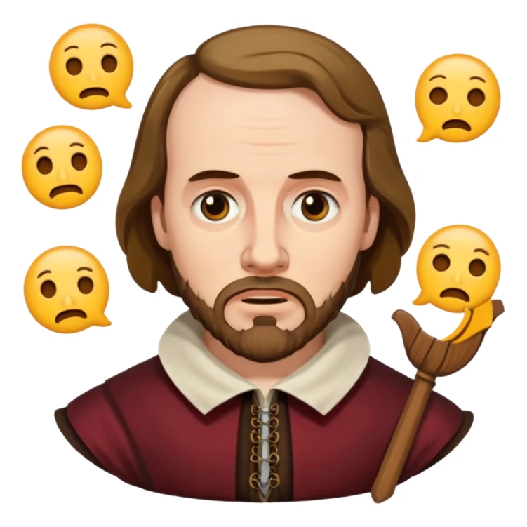 Shakespeare portrait very faithful to original dealing with emojis sticker