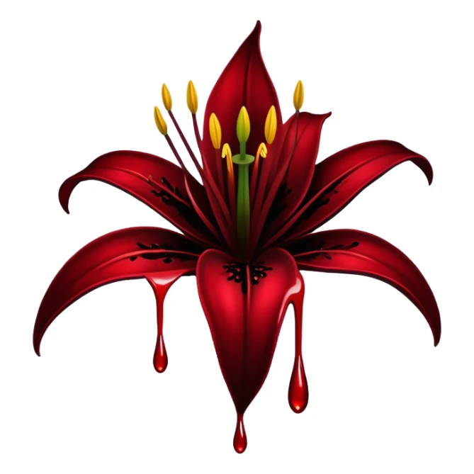 Black lily with blood drips sticker