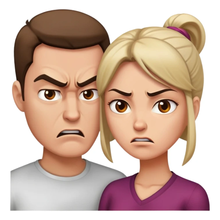 man and woman facing each other, angry expressions sticker