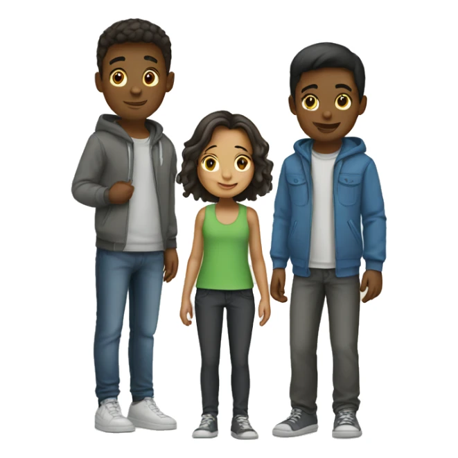 girl with boys in casual outfit sticker
