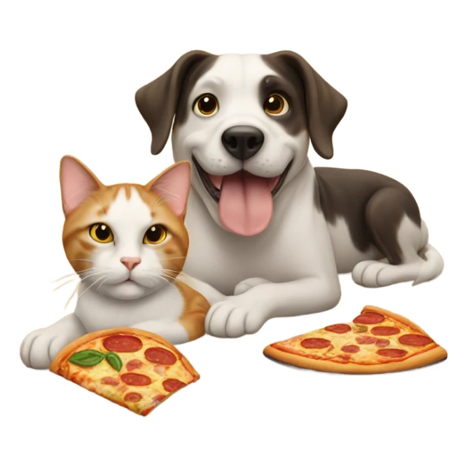 Cat and dog holding pizza  sticker