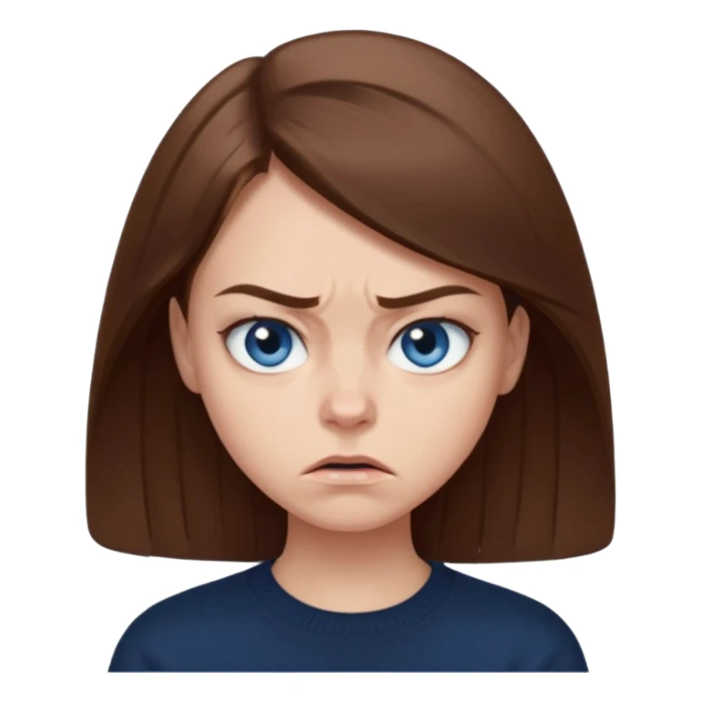 fille cheveux lisse brune yeux bleu pull noir qui regarde mal sticker