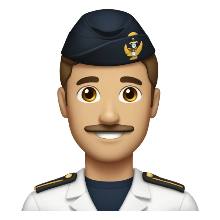 navy sailor with brown hair brown eyes and a brown mustache sticker