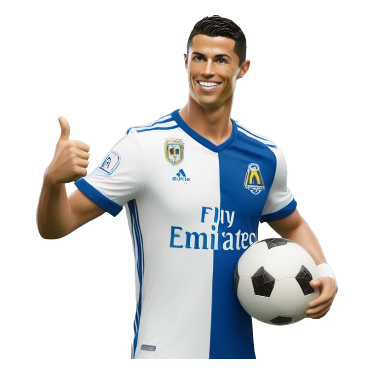 photorealistic Cristiano Ronaldo in Al Nasr jersey shows thumbs up sticker