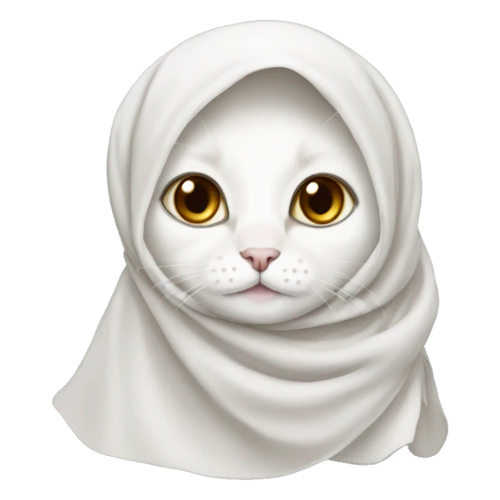 White ragdoll cat wearing hijab headscarf  sticker