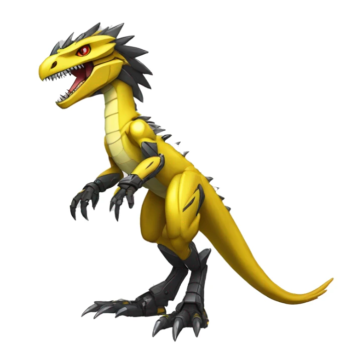  Edgy Yellow Shiny Digimon-Fakemon-Velociraptor-Dragon-Mecha full body sticker
