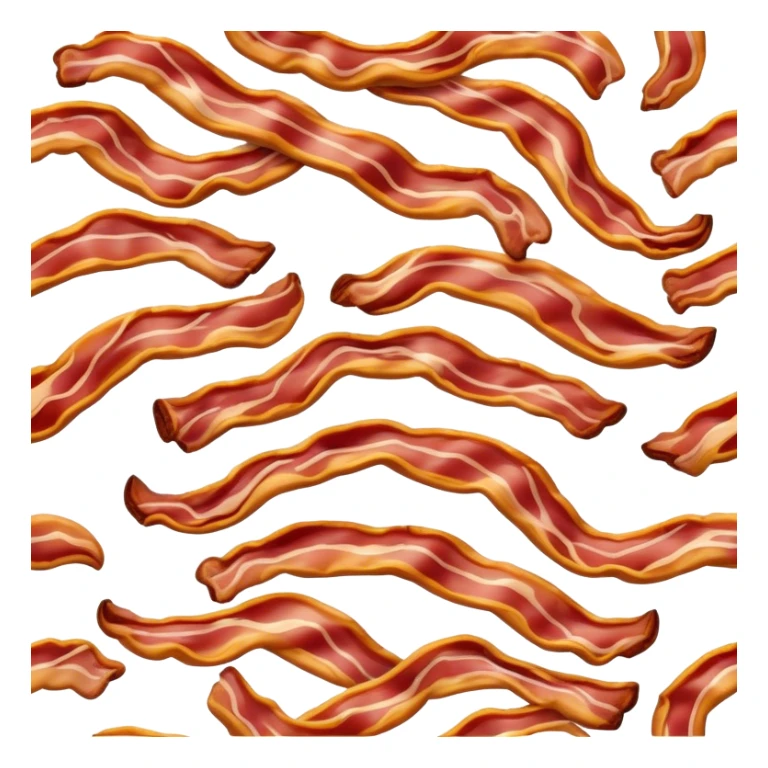 Cinematic crispy sizzling bacon, slightly curled, golden-brown with a perfect crunch, glistening with rich flavor, deep warm tones, served on a breakfast plate, comforting and indulgent. sticker