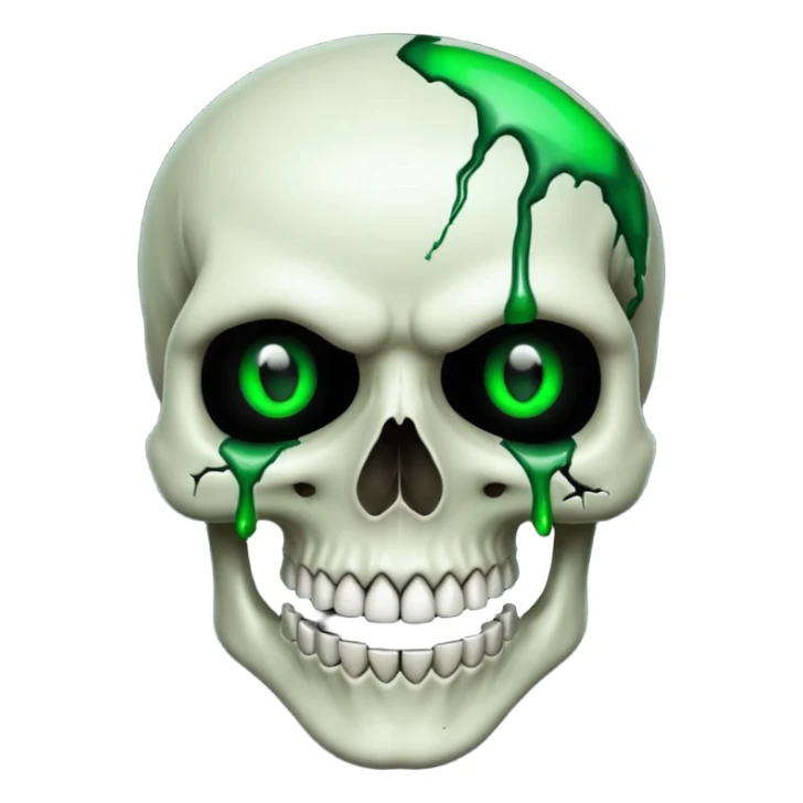 Bleeding skull with glowing green eyes and a sinister smile sticker