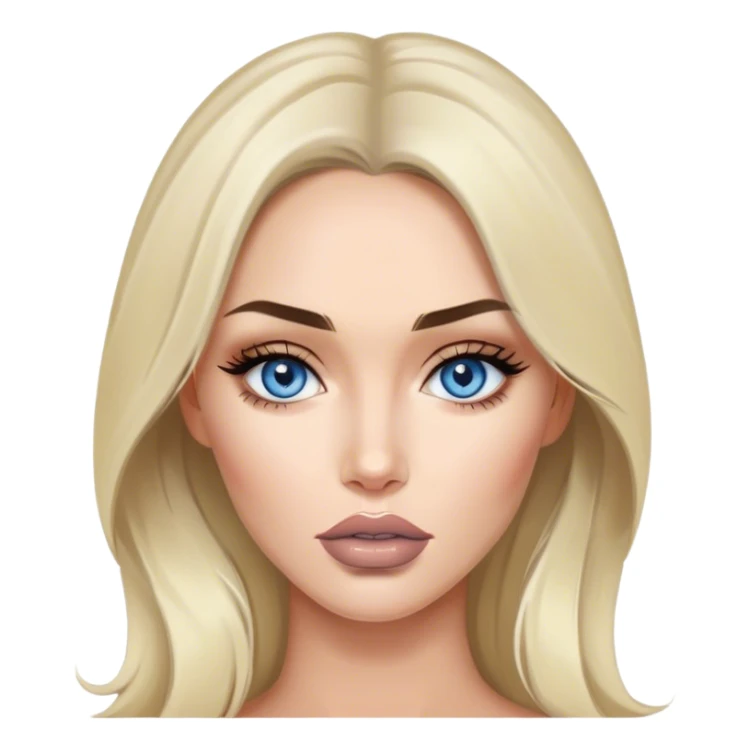 A blonde grey highlights Megan fox with blue grey eyes and nude lipstick on sticker