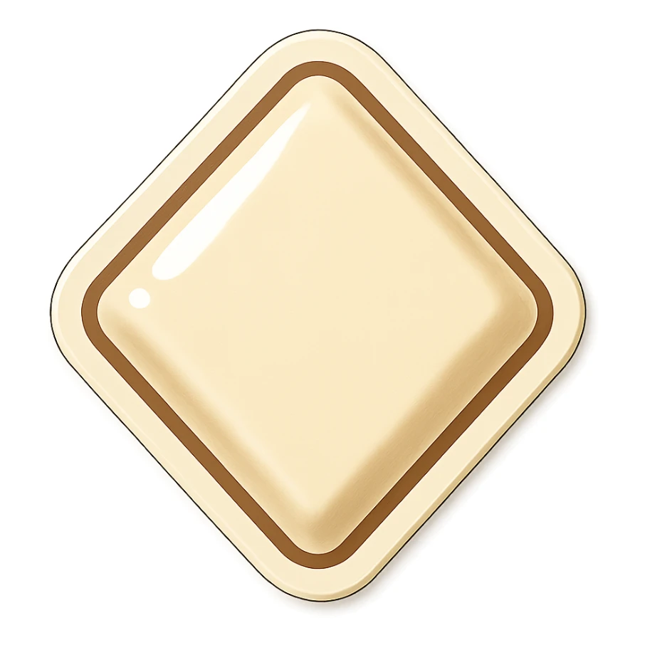 diamond shape carved from ivory. square tilted 45 degrees. full front view sticker