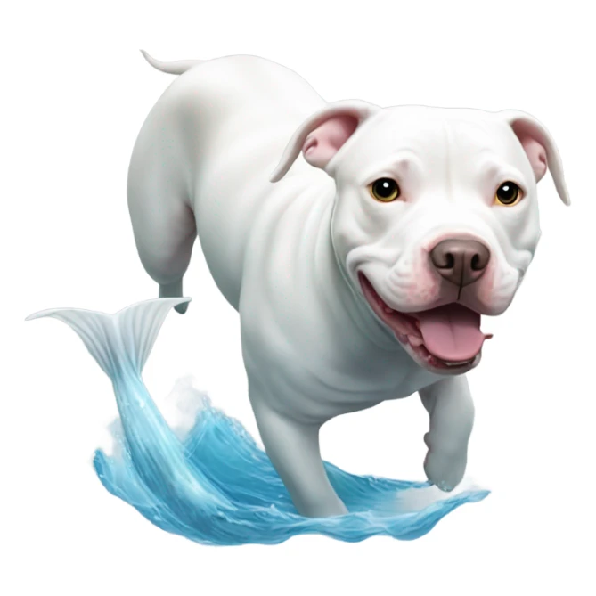 White pitbull swimming with a beluga whale sticker