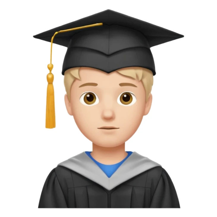 White Boy Collage Student with Student Hat on his Head sticker