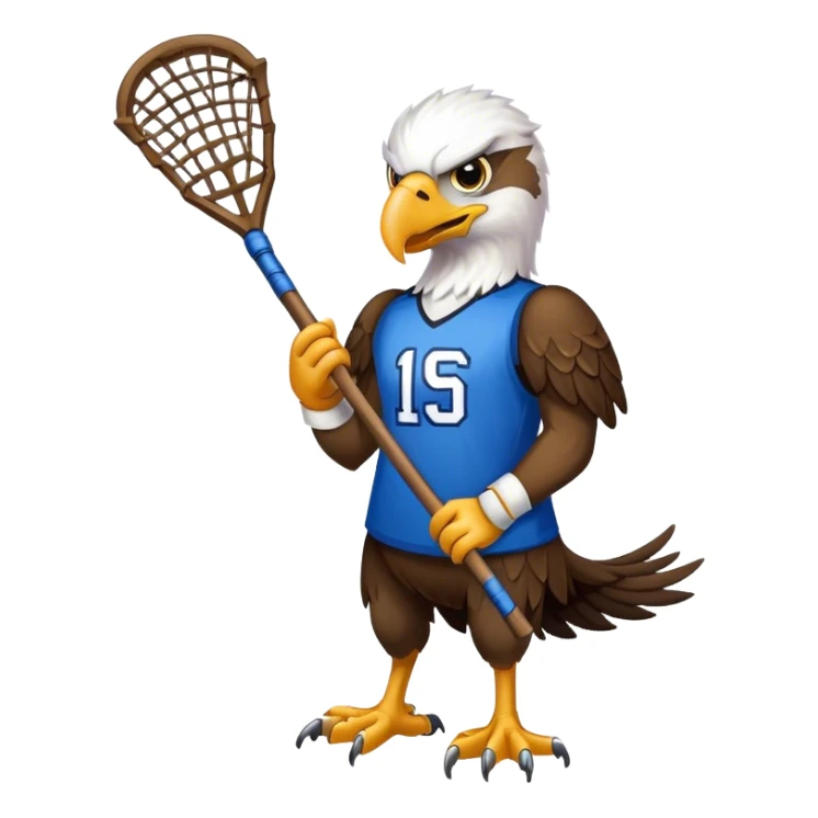 Eagle with lacrosse stick blue jersey sticker