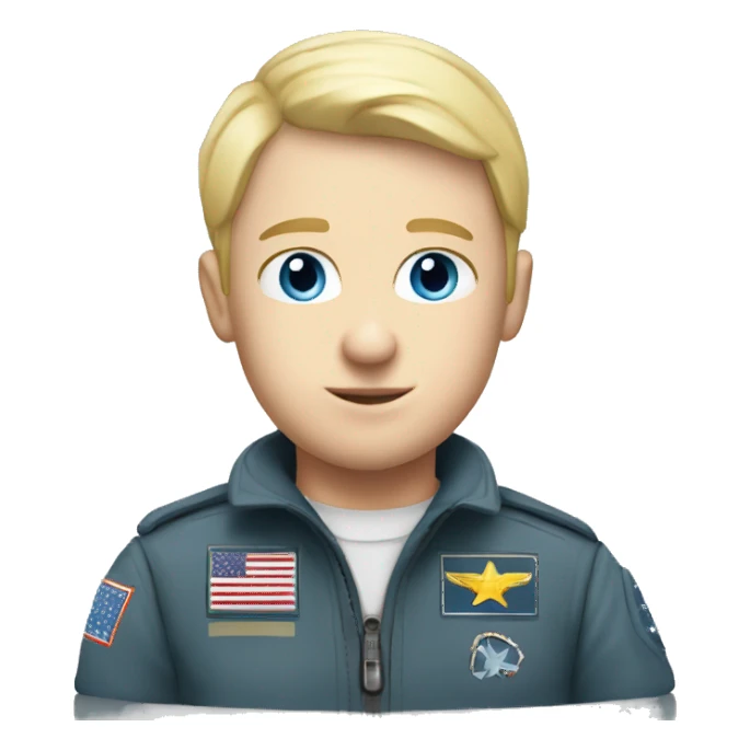 white kid with short blonde hair and blue eyes fighter pilot helmet sticker
