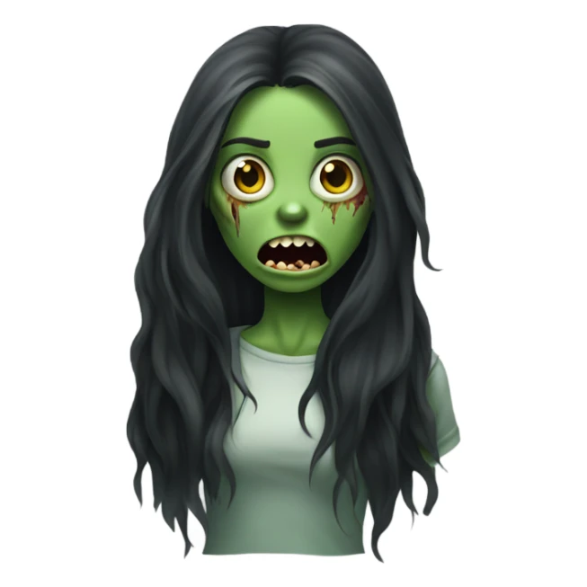 Green Zombie brunette long hair girl with mouth open horror  sticker