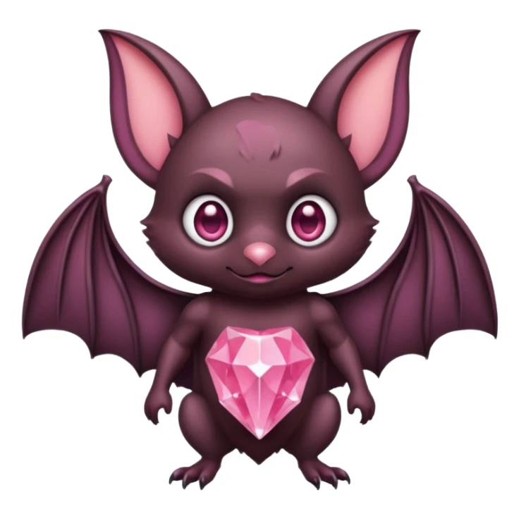 a normal bat witha pink diamond in its forhead, the full bat with his body, the diamond only in the forhead sticker