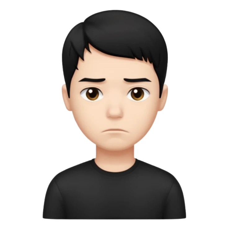 Roblox Avatar whit black shirt and sleek boy har sad sticker