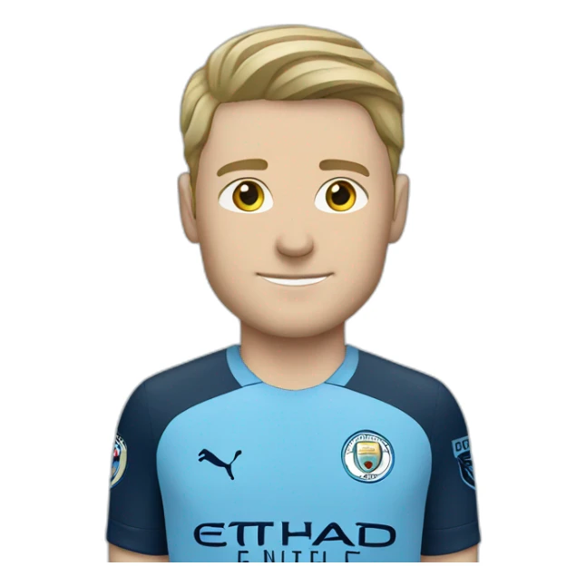 White Man wearing Manchester city kit sticker