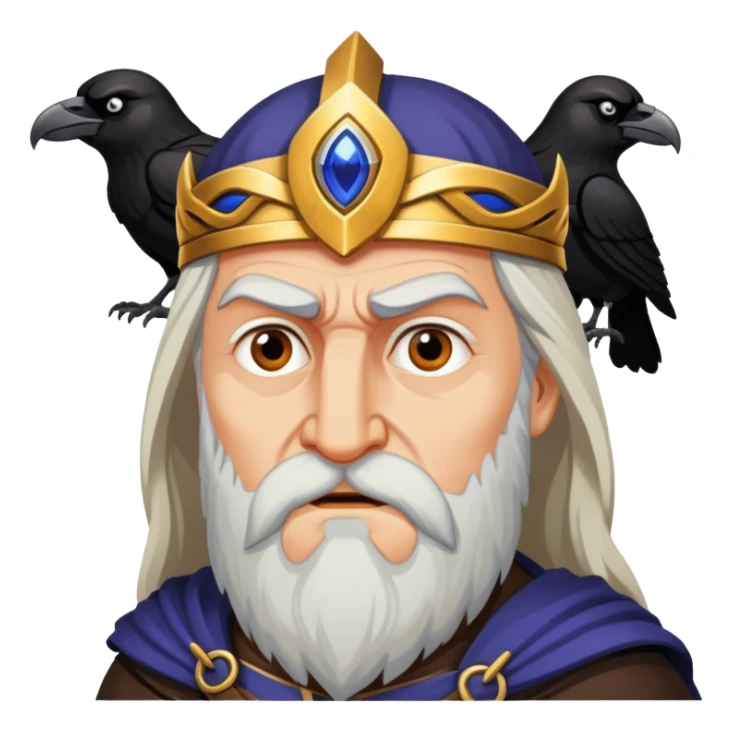 Norse god Odin with one eye and ravens sticker