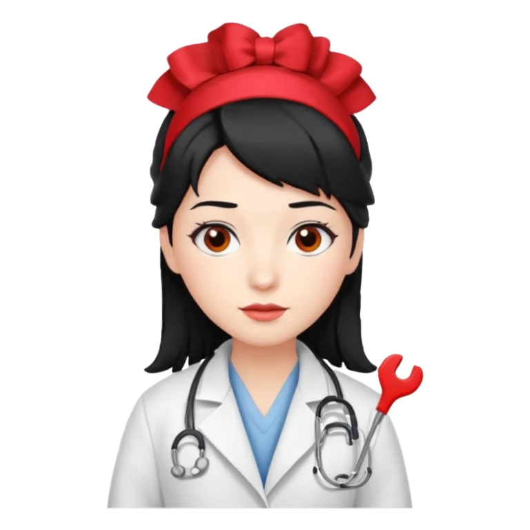 doctor with black hair and red hairclips  sticker