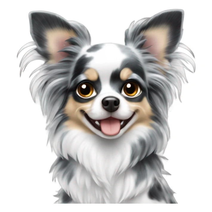 Blue merle chihuahua long hair with spotted face black white  sticker