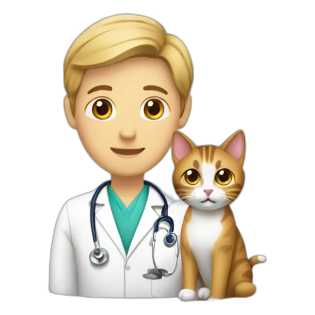 veterinarian with a cat sticker