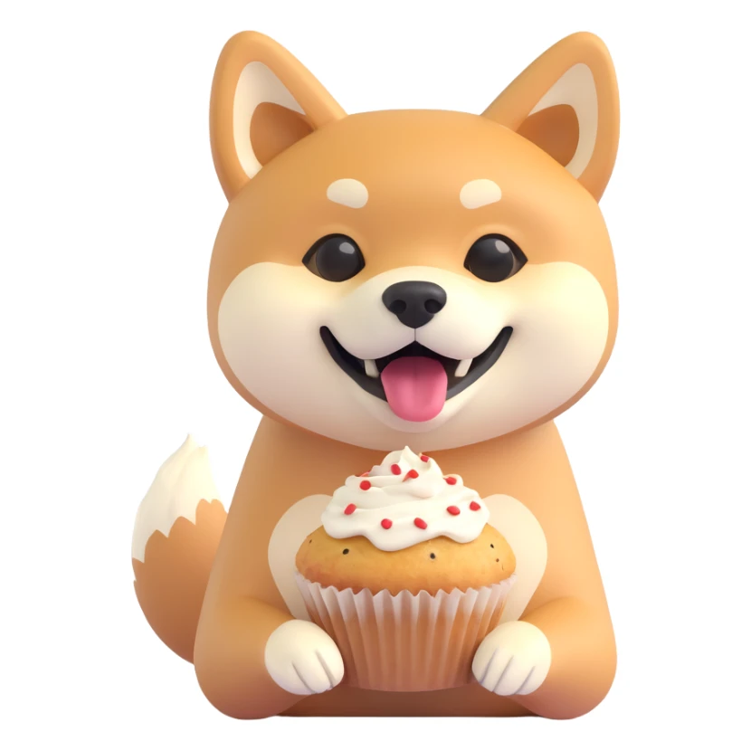 shiba inu eating muffins sticker